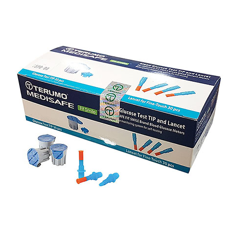 TERUMO MEDISAFE STRIP Fit Smile กระเปาะวัดระดับน้ำตาล+เข็มเจาะ 30+30pcs. เทอรูโม เมดิเซฟ สติ๊ป ฟิต สมายด์