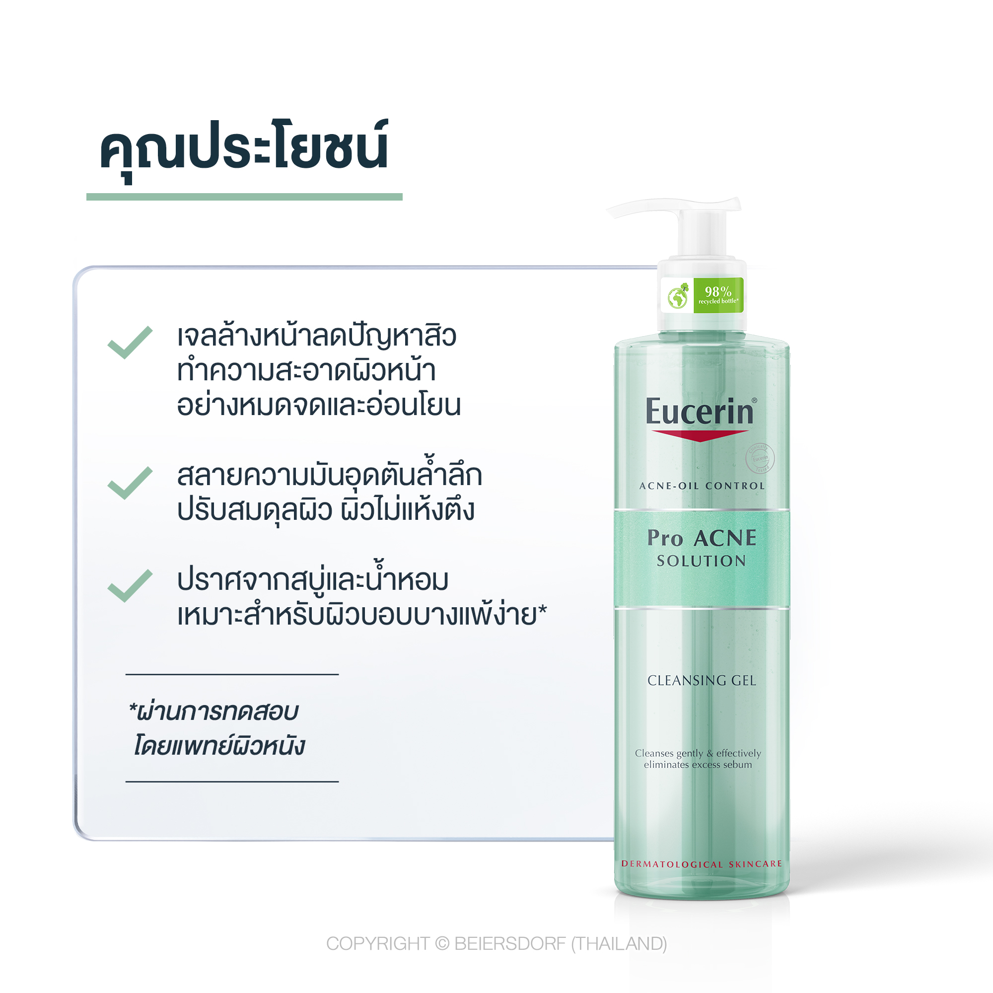 EUCERIN Pro Acne Cleansing Gel 400 ml. ยูเซอรีน โปร แอคเน่ คลีนซิ่ง เจล 400มล.