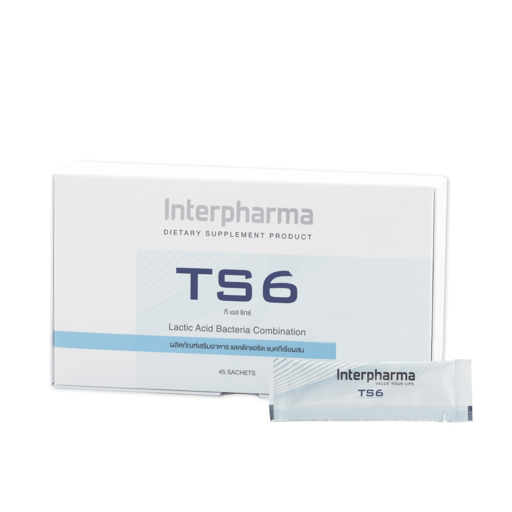 INTERPHARMA TS6 Probiotic อินเตอร์ฟาร์มา ทีเอสหก โปรไบโอติก 1 กล่อง 45 ซอง