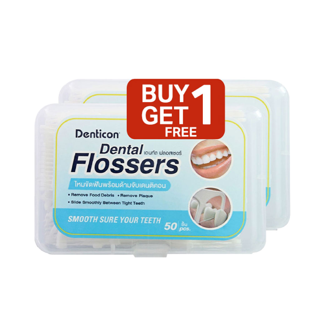 Panc Denticon Dental Flossers เดนติคอน ไหมขัดฟันพร้อมด้าม 50ชิ้น.