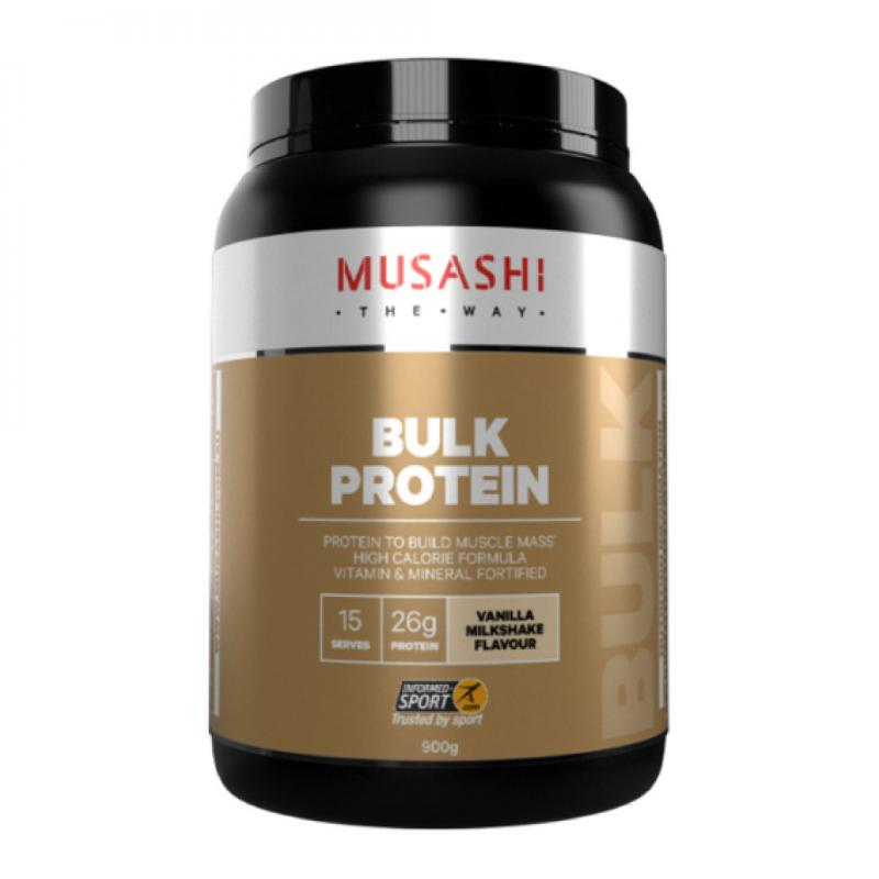 MUSASHI Bulk Mass Gain Vanilla 900g. มูซาชิ โปรตีนสร้างกล้ามเนื้อ