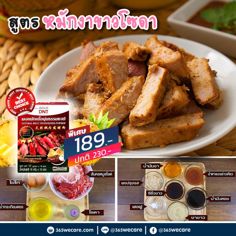 DNT ผงหมักเนื้อนุ่มธรรมชาติ 10g. ดีเอ็นที เอ็นไซม์จากสัปปะรด