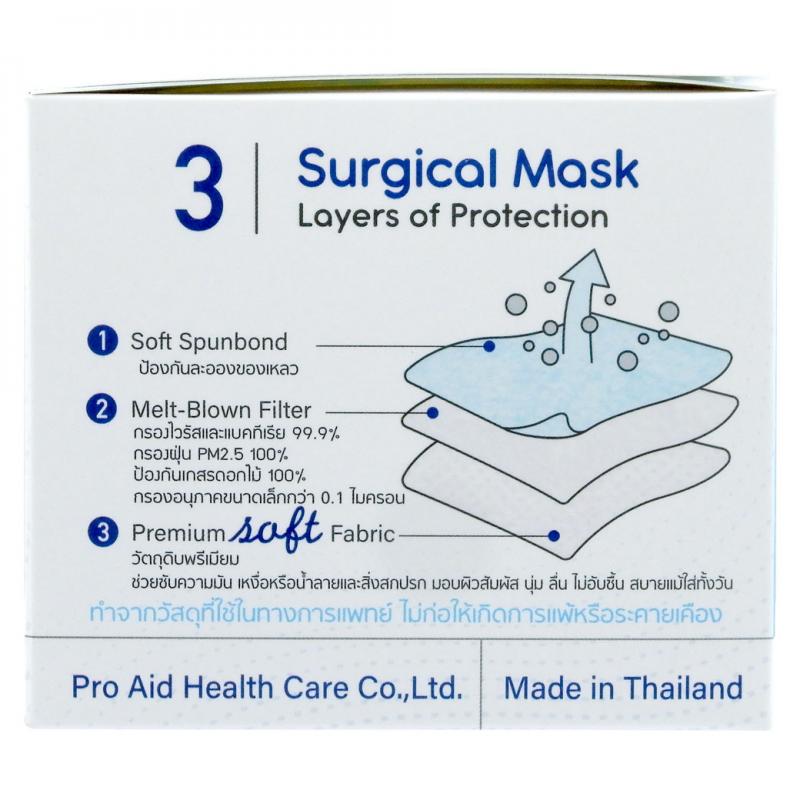 PRO Aid Medical Face Mask หน้ากากอนามัยสีฟ้า กล่อง50ชิ้น โปรเอด 
