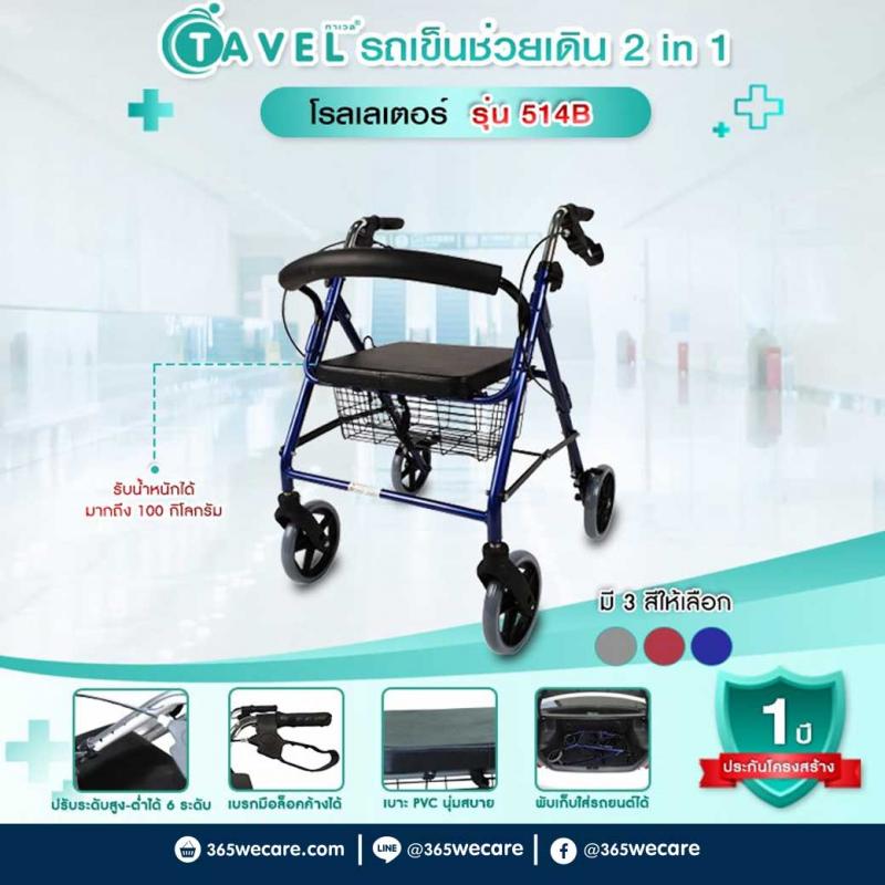 FASICARE Rollator ล้อ 8 นิ้ว รุ่น 514B รถเข็นช่วยเดิน สีน้ำเงิน. ฟาซิแคร์