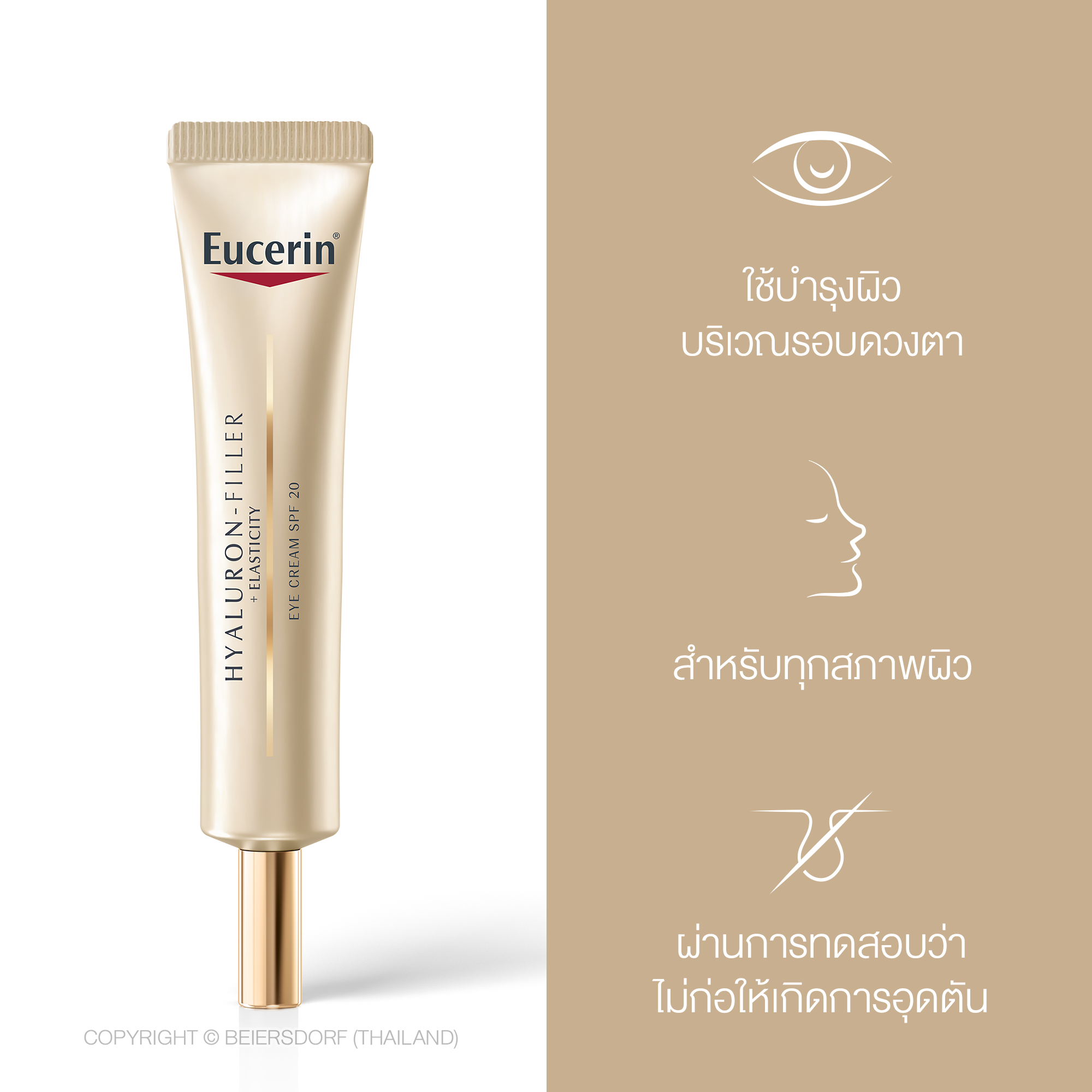 EUCERIN Hyaluron Filler+Elastic Eye Cream 15 ml. ยูเซอริน ไฮยาลูรอน-ฟิลเลอร์ + อีลาสติซีตี้ อาย ครีม เอสพีเอฟ20