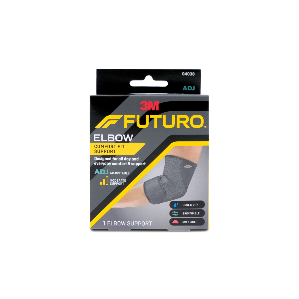 FUTURO Comfort Fit Elbow Support ADJ 04038 ฟูทูโร่ คอมฟอร์ท ฟิต ชนิดปรับกระชับได้ อุปกรณ์พยุงข้อศอก