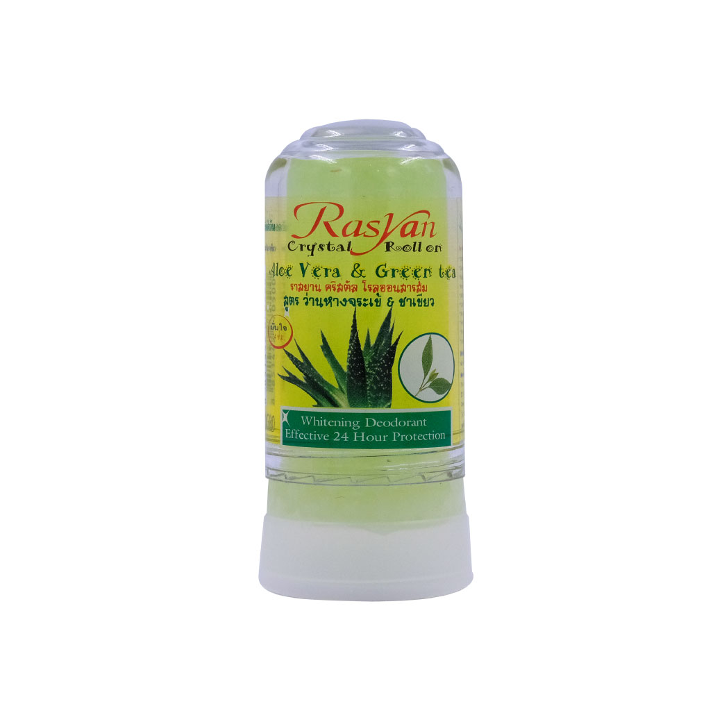 Rasyan Crystal Roll on Aloe Vera & Green tea 80g. ราสยาน คริสตัล โรลออนสารส้ม สูตร ว่านหางจระเข้ & ชาเขียว