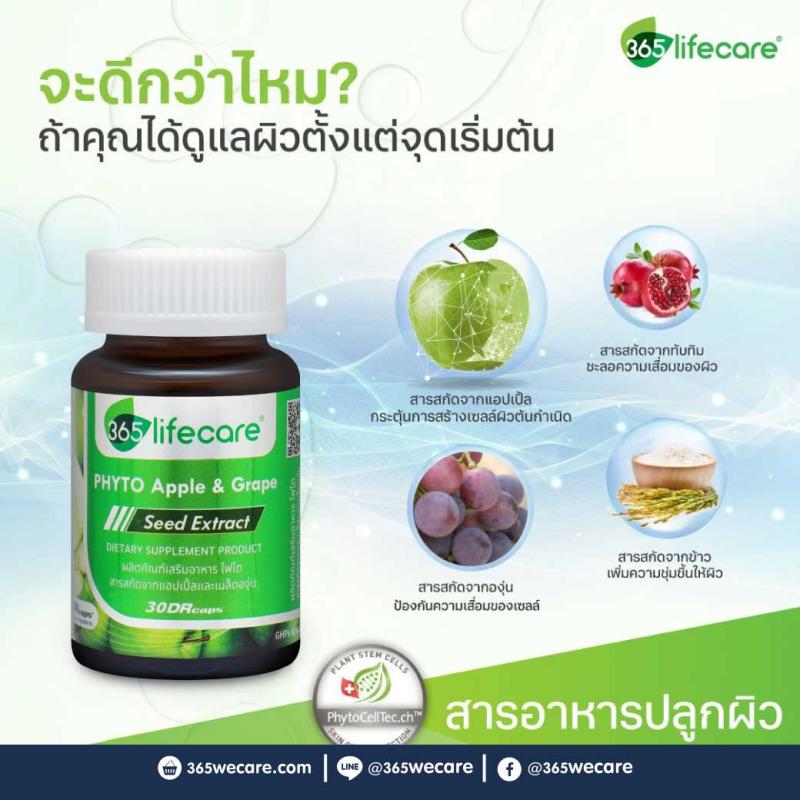 365Lifecare Phyto Apple&Grape 30แคปซูล 365 ไลฟ์แคร์ ไฟโต สารสกัดจากแอปเปิ้ลและเมล็ดองุ่น
