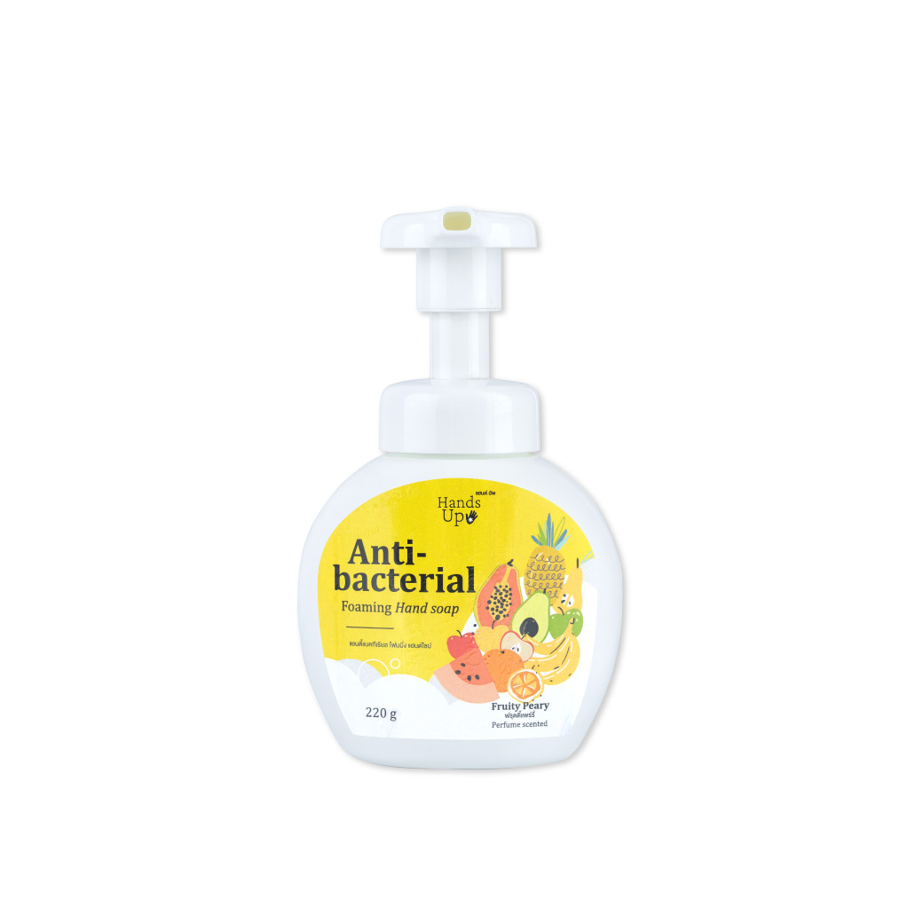 Hand Up Anti-bacterial Foaming Hand Soap 220g. Fruity Peary แฮนด์อัพ แอนตี้แบคทีเรียล โฟมมิ่งแฮนด์ โซป กลิ่น ฟรุตตี้แพร์รี่