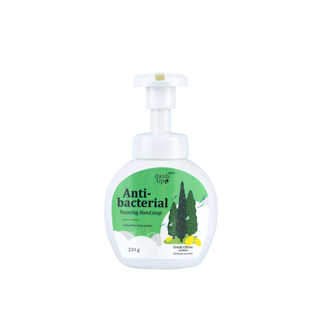 Hand Up Anti-bacterial Foaming Hand Soap 220g. Fresh Citrus แฮนด์อัพ แอนตี้แบคทีเรียล โฟมมิ่งแฮนด์ โซป กลิ่น เฟรชซิตรัส