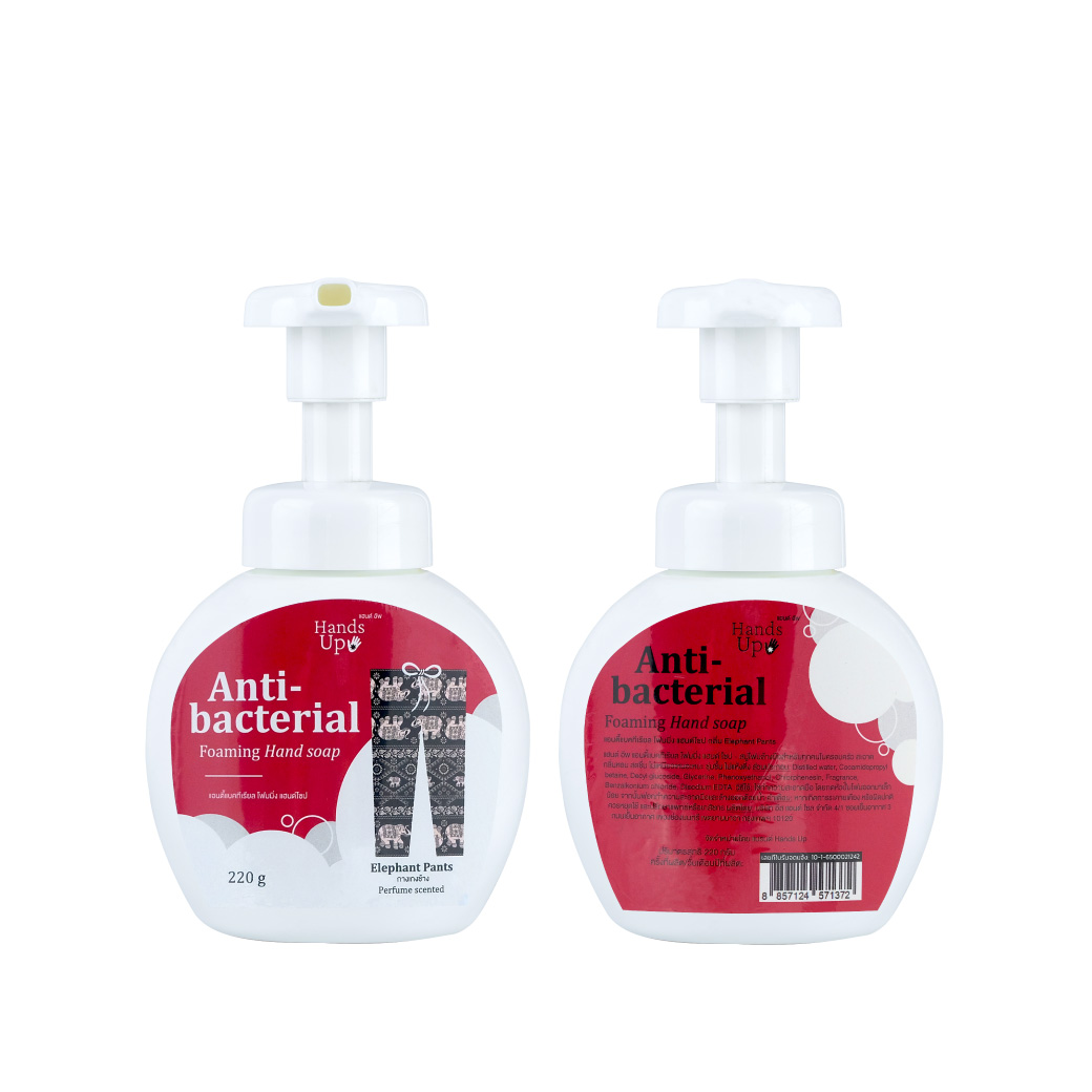 Hand Up Anti-bacterial Foaming Hand Soap 220g. Elephant Pants แฮนด์อัพ แอนตี้แบคทีเรียล โฟมมิ่งแฮนด์ โซป กลิ่น กางเกงช้าง
