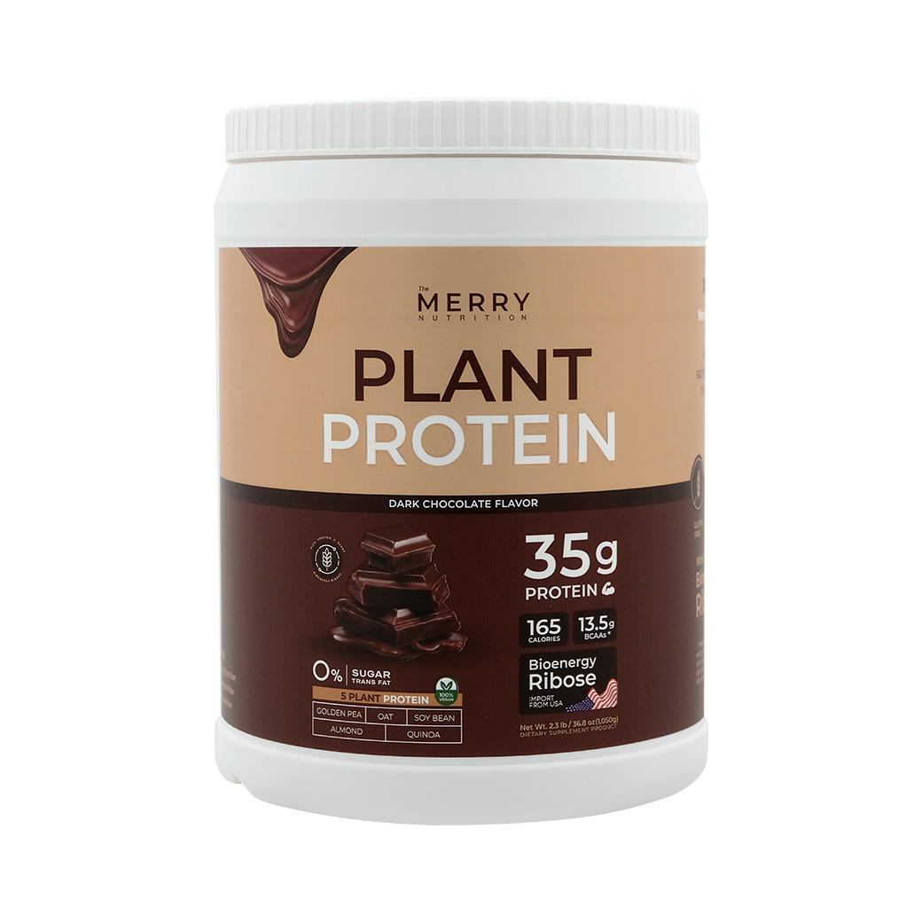 MERRY Plant Protein Dark Chocolate 1050 g. เมอร์รี่ แพลนท์ โปรตีน ดาร์ก กลิ่นช็อกโกแลต