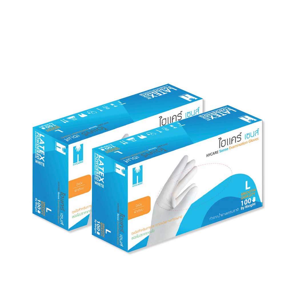 Hycare Sense Gloves size L 100S ไฮแคร์ เซนส์ ถุงมือยาง กล่อง 100 ชิ้น