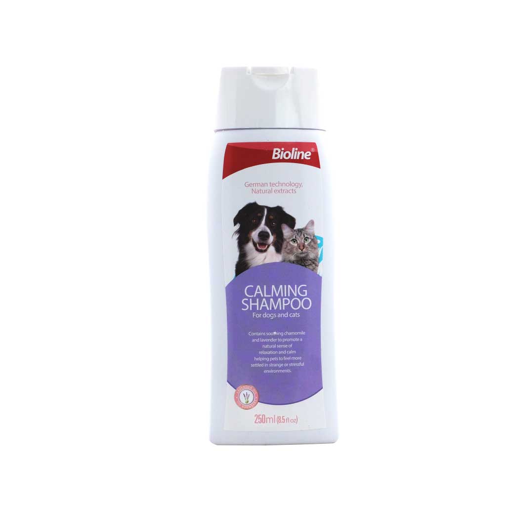 BIOLINE Calming Shampoo 250ml. ไบโอไลน์ แชมพูอาบน้ำ สูตรคลายเครียด ผิวแพ้ง่ายสุนัขและแมว