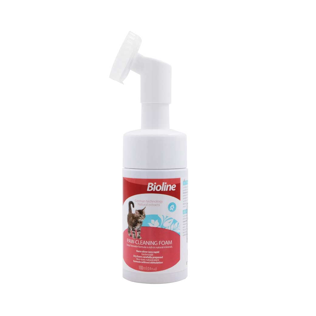 BIOLINE Paw Cleaning Foam 100ml. ไบโอไลน์ โฟมทำความสะอาดอุ้งเท้าแมว
