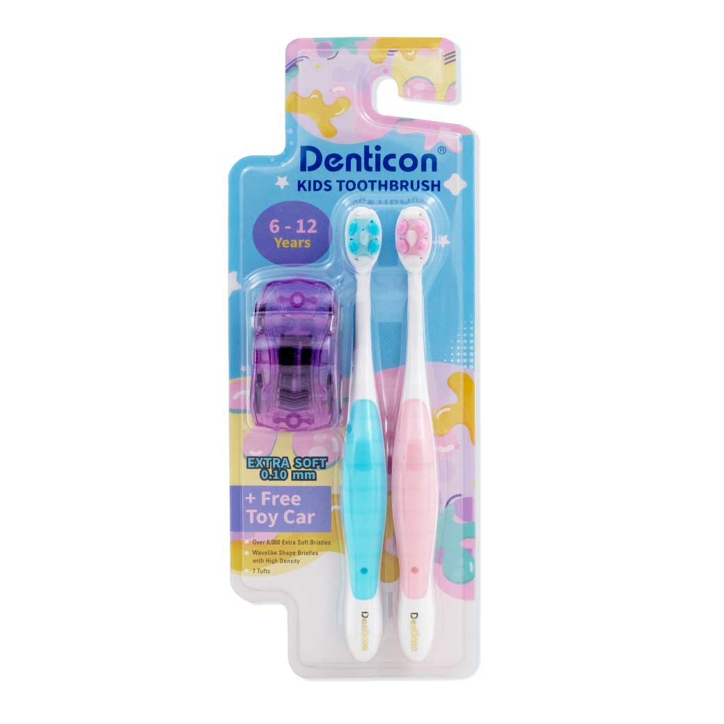 Panc Denticon Kids Toothbrush 6-12Years Free Toy Car เดนติคอน แปรงสีฟัน คิดส์ แถมฟรี โมเดลรถยนต์ สำหรับเด็กอายุ 6-12 ปี