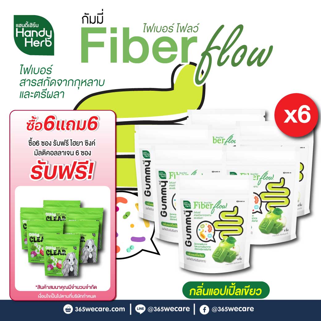 SAND-M HandyHerb Fiber Flow Gummy 1ซอง 4ชิ้น แซน-เอ็ม แฮนดี้เฮิร์บ ไฟเบอร์ โฟลว์ กัมมี่ กลิ่นแอปเปิ้ลเขียว