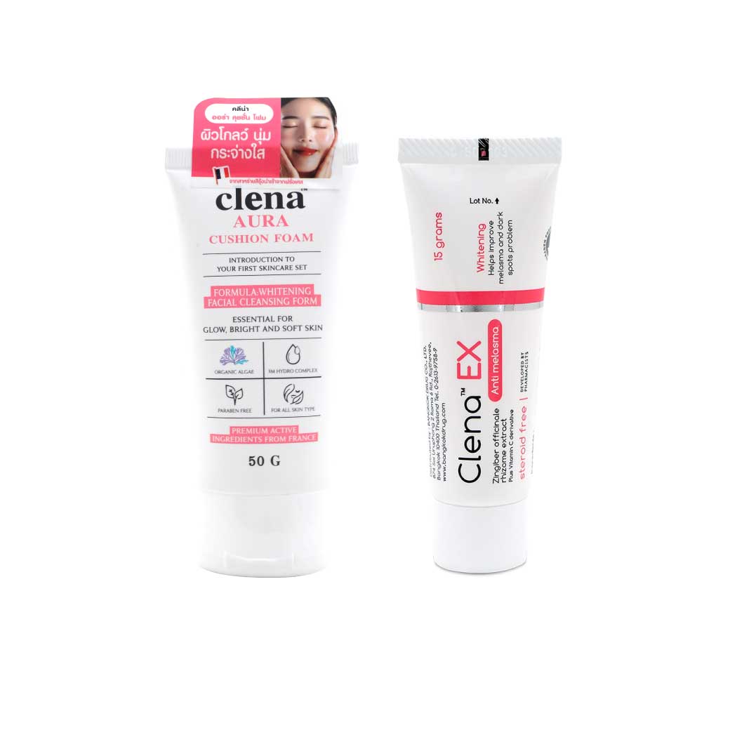 Clena Aura Cushion Foam 50g.+Clena EX Anti Melasma 15g.คลีน่า ออร่า คุชชั่น โฟม+คลีน่า เอ็กซ์ แอนตี้ เมลาสม่า