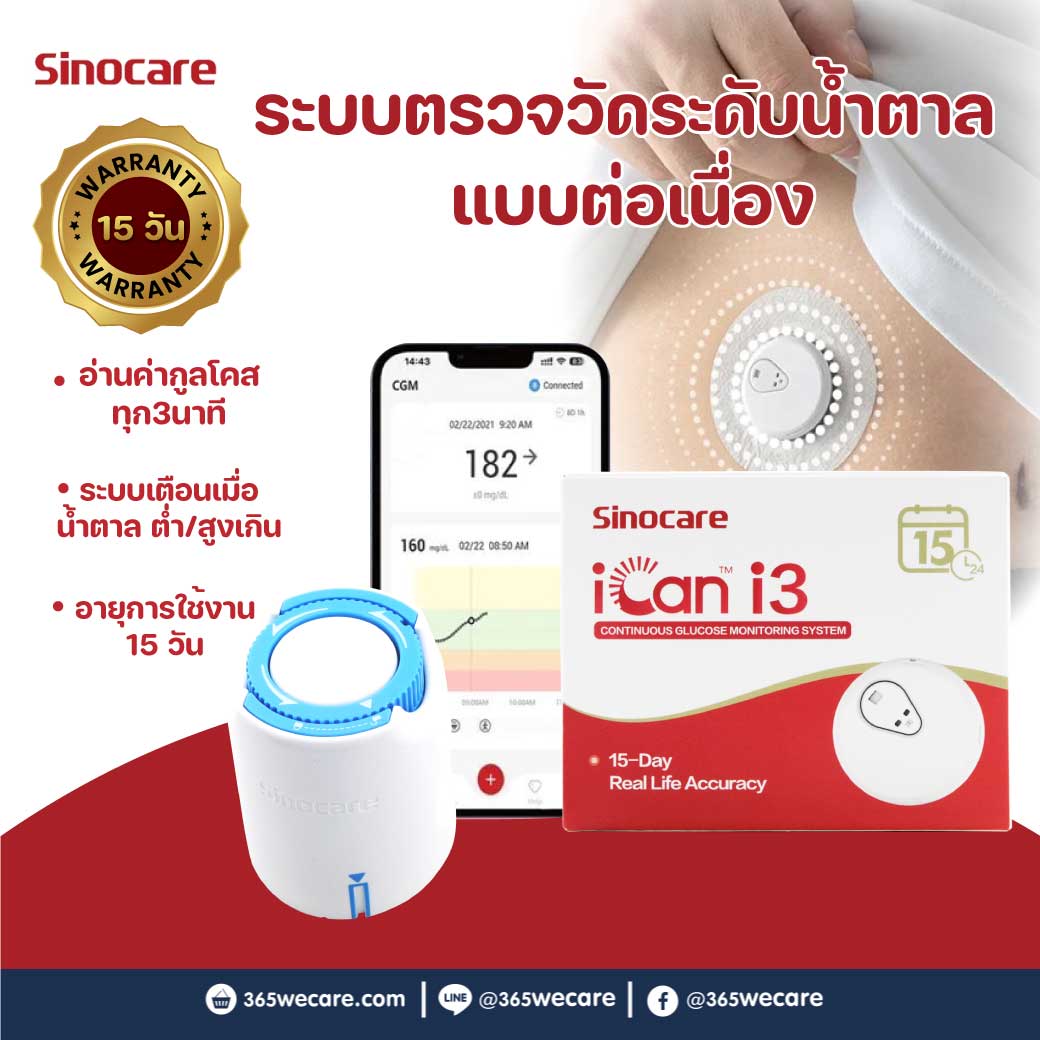 Sinocare Ican i3 ซิโนแคร์ ระบบตรวจวัดน้ำตาลแบบต่อเนื่อง
