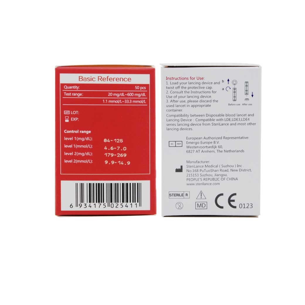 SINOCARE Safe AQ Strip 50ชิ้น+เข็ม28G 50ชิ้น แผ่นตรวจน้ำตาลในเลือด